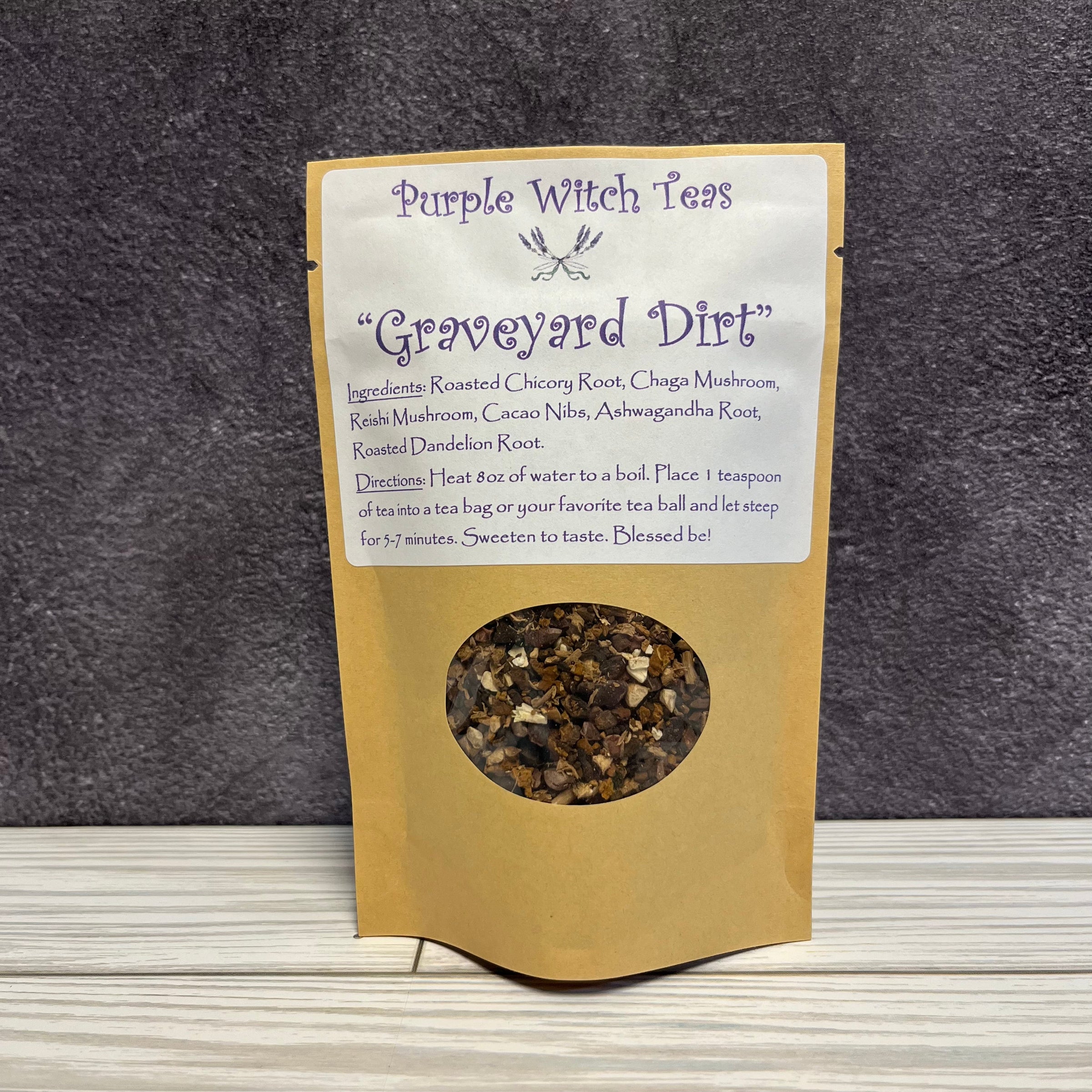 Graveyard Dirt ~ Herbal Coffee Mushroom Tea Blend | Purple Witch Teas